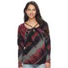 Women's Rock & Republic&reg; Tie-dye Strappy Sweater, Size: Small, Grey Other