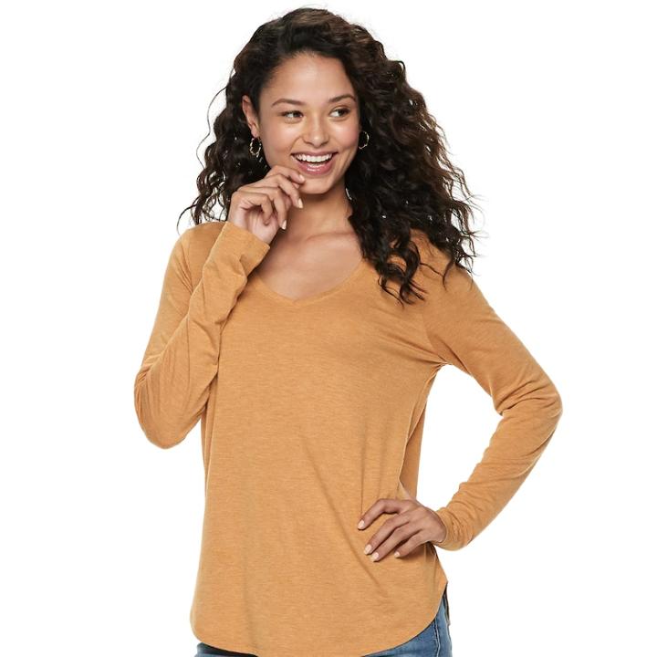 Juniors' So&reg; Perfect V-neck Tee, Teens, Size: Xxs, Drk Orange