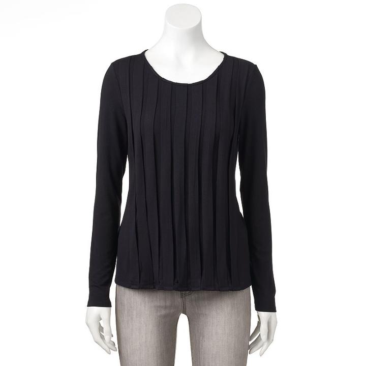 Women's Elle&trade; Pleated Front Top, Size: Xl, Black