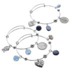 Mom Adjustable Bangle Bracelet Set, Women's, Blue