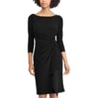 Petite Chaps Knot-front Ruffle Sheath Dress, Women's, Size: S Petite, Black