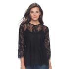 Women's Apt. 9&reg; Floral Lace Top, Size: Medium, Black