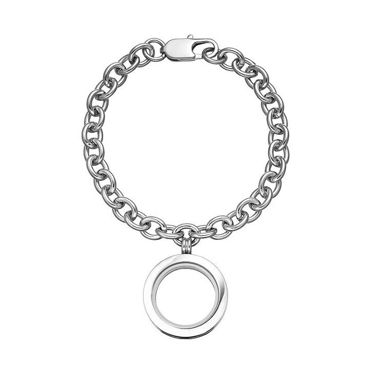 Blue La Rue Stainless Steel 1-in. Round Locket Bracelet, Women's, Silver