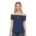 Women's Rock & Republic&reg; Off-the-shoulder Crisscross Top, Size: Medium, Dark Blue