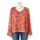Plus Size Lc Lauren Conrad Layered Bell-sleeve Top, Women's, Size: 2xl, Black
