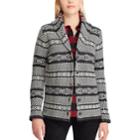 Women's Chaps Print Shawl-collar Cardigan Sweater, Size: Xxl, Black