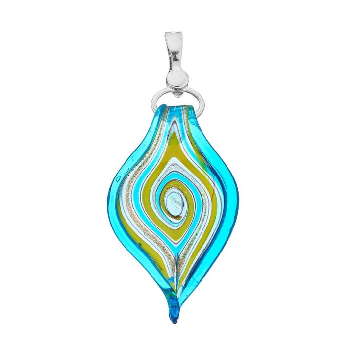 Wearable Art Spiraling Glass Pendant, Women's, Blue