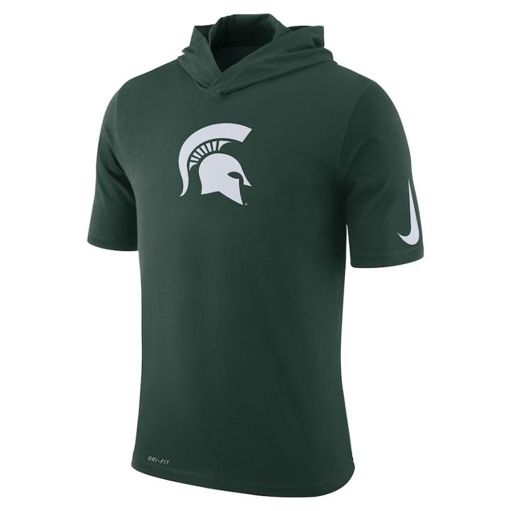 Men's Nike Michigan State Spartans Dri-fit Basketball Hooded Tee, Size: Xxl, Green