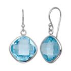 Sterling Silver Blue Topaz Square Drop Earrings, Women's
