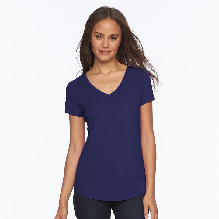 Juniors' So&reg; Short Sleeve V-neck Tee, Girl's, Size: Xs, Blue