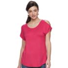 Women's Apt. 9&reg; Embellished Cold-shoulder Tee, Size: Medium, Med Pink