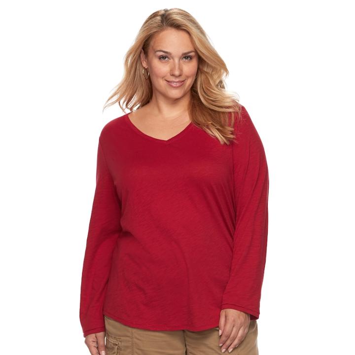 Plus Size Sonoma Goods For Life&trade; Essential V-neck Tee, Women's, Size: 1xl, Med Red