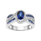 Sterling Silver Lab-created Blue & White Sapphire Oval Halo Ring, Women's, Size: 6