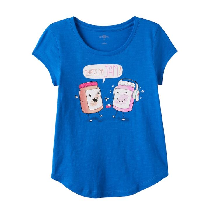 Girls Plus Size So&reg; Curved-hem Graphic Tee, Size: 12 1/2, Blue (navy)