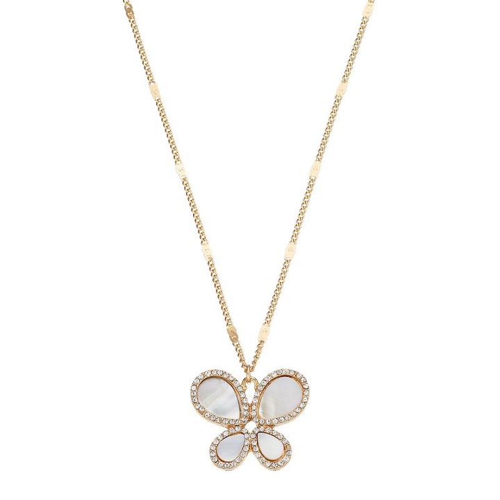 Lc Lauren Conrad Long Mother-of-pearl Butterfly Pendant Necklace, Women's, White Oth