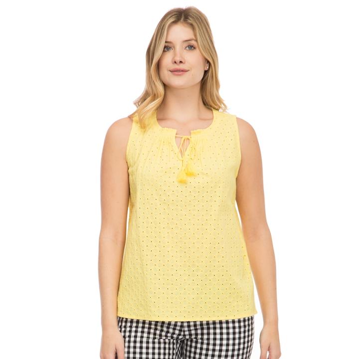 Women's Izod Eyelet Splitneck Tank, Size: Xl, Gold
