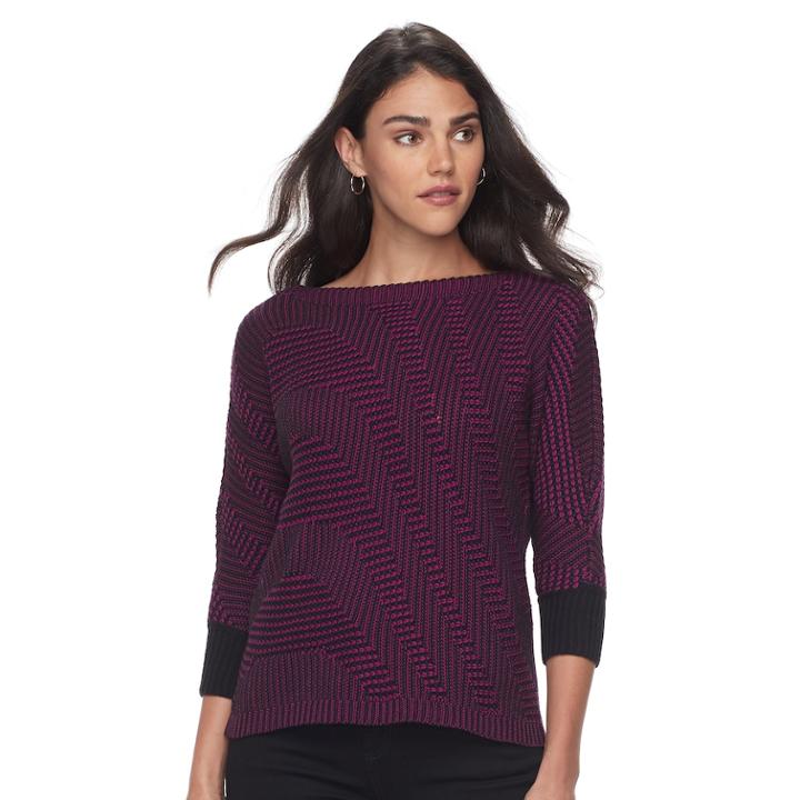 Petite Dana Buchman Boatneck Sweater, Women's, Size: Xl Petite, Dark Pink