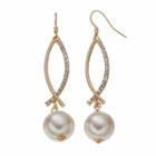 Croft & Barrow&reg; Nickel Free Simulated Pearl Crisscross Drop Earrings, Women's, White