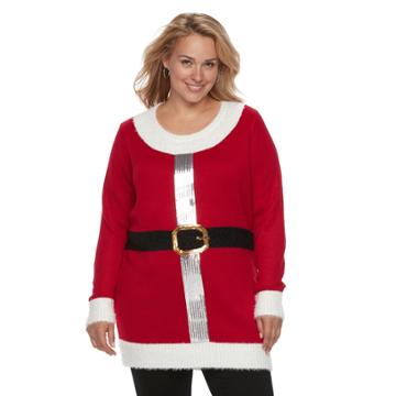 Plus Size Fashion Avenue Us Sweaters Applique Ugly Christmas Sweater Tunic, Women's, Size: 1xl, Red Other