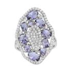 Sterling Silver Cubic Zirconia Cluster Ring, Women's, Size: 7, Purple