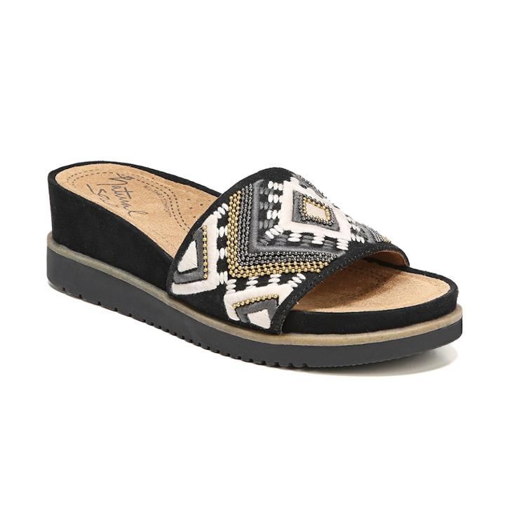 Naturalsoul By Naturalizer Kiki Women's Sandals, Size: 7 Wide, Black