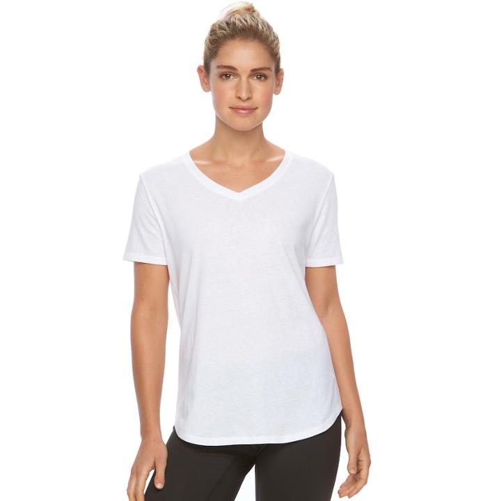 Women's Tek Gear&reg; Easy Nep V-neck Yoga Tee, Size: S Tall, White