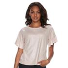 Women's Apt. 9&reg; Metallic Flutter Crewneck Sweatshirt, Size: Xl, Light Pink