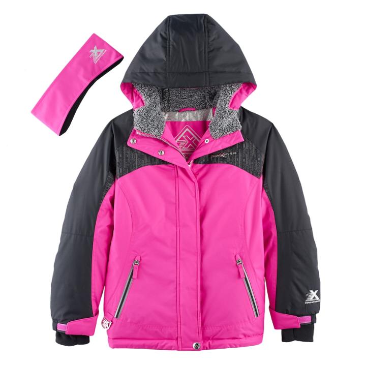 Girls 7-16 Zeroxposur Heavyweight Jessica Snowboard Jacket & Headband Set, Size: 7-8, Med Pink