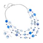 Silver Tone Simulated Crystal And Striped Bead Multistrand Necklace And Drop Earring Set, Women's, Blue