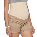 Maternity A:glow Belly Panel Twill Shorts, Women's, Size: 18-mat, Med Beige