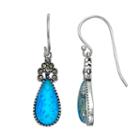 Tori Hill Sterling Silver Simulated Blue Opal & Marcasite Teardrop Earrings, Women's, Grey