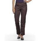 Petite Croft & Barrow&reg; Perfectly Slimming Straight-leg Pants, Women's, Size: 12, Dark Brown