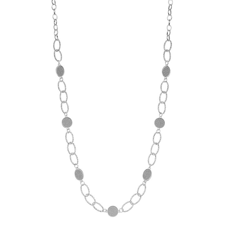 Glitter Disc Station Necklace, Women's, Silver