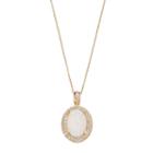 Sophie Miller 14k Gold Over Silver Quartz Drusy Oval Halo Pendant, Women's, Size: 18, White