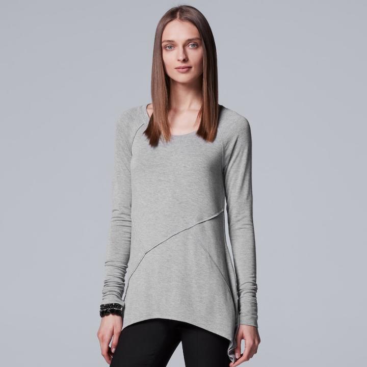 Women's Simply Vera Vera Wang Mixed-media Top, Size: Large, Light Grey
