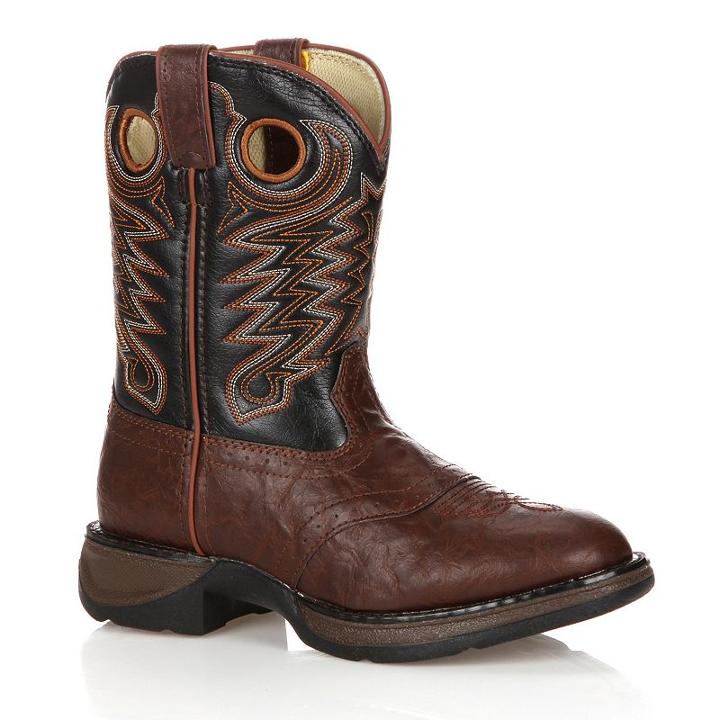 Lil Durango Boys' 8-in. Saddle Western Boots, Size: 3.5, Dark Brown