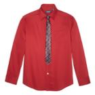 Boys 8-20 Chaps Plaid Button-down Shirt & Tie Set, Size: 14-16, Dark Red