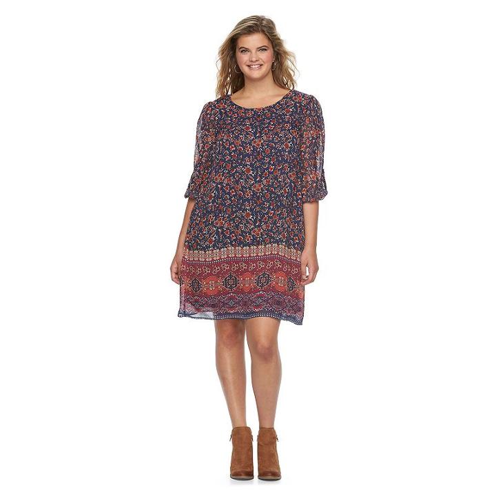 Juniors' Plus Size Speechless Bar-back Floral Shift Dress, Teens, Size: 1xl, Light Pink