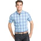 Men's Izod Coolfx Classic-fit Plaid Moisture-wicking Button-down Shirt, Size: Small, Turquoise/blue (turq/aqua)