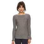 Women's Elle&trade; Ruffle Crewneck Sweater, Size: Xs, Dark Grey