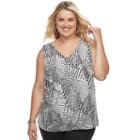 Plus Size Ab Studio Leaf Ruffled Tank, Women's, Size: 2xl, Ovrfl Oth