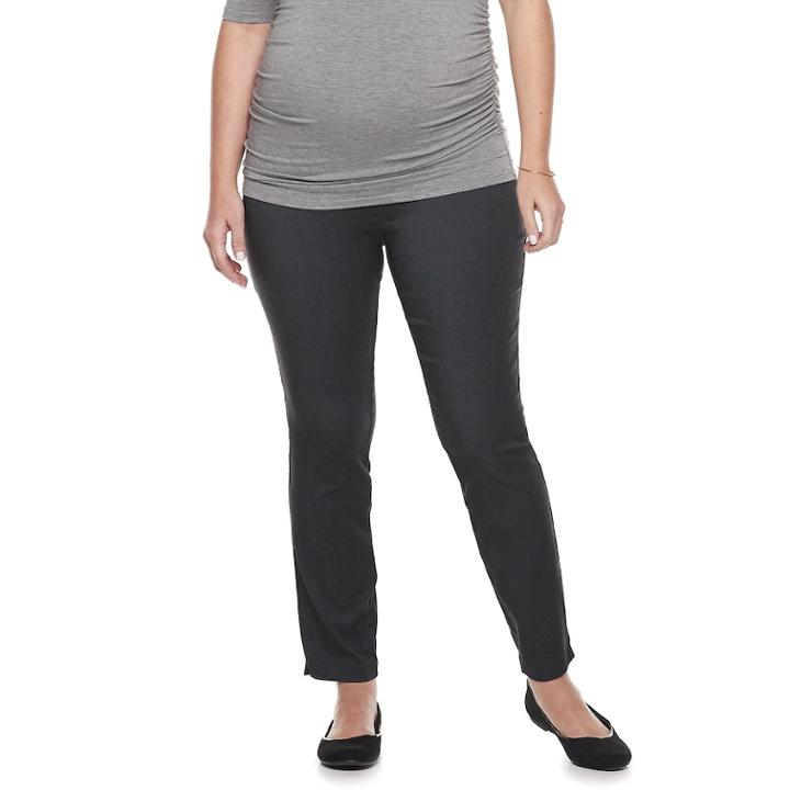 Maternity A:glow Full Belly Panel Slim Ankle Pants, Women's, Size: 8-mat, Dark Grey