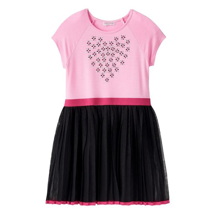 Girls 4-6x Design 365 Rhinestone Heart Tulle Dress, Girl's, Size: 6, Pink Other
