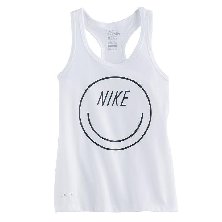 Girls 7-16 Nike Smiley Face Racerback Tank Top, Size: Large, White