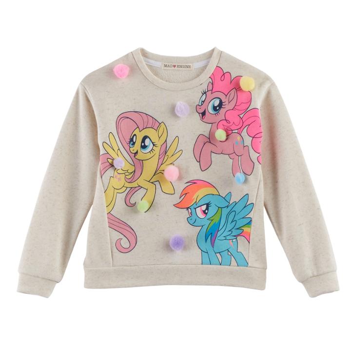Girls 4-7 My Little Pony: The Movie Fluttershy, Rainbow Dash & Pinky Pie Pom Pom Top, Size: 6, Natural