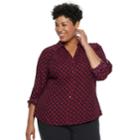 Plus Size Dana Buchman Roll-tab Button-down Shirt, Women's, Size: 0x, Pink