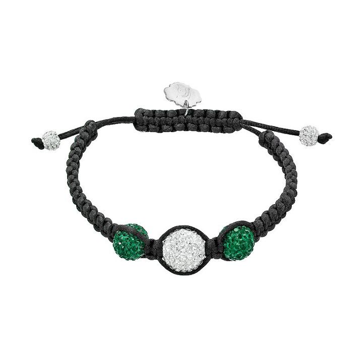 Michigan State Spartans Crystal Ball & Sterling Silver Team Logo Slipknot Bracelet, Women's, Green