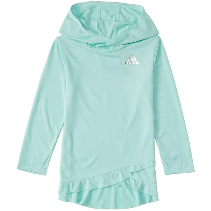 Girls 7-16 Adidas Climalite Ruffled Melange Hoodie, Size: Small, Lt Green