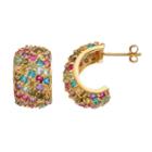 Sophie Miller Cubic Zirconia & Lab-created Ruby Semi-hoop Earrings, Women's, Multicolor