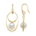Pearlustre By Imperial 14k Gold Freshwater Cultured Pearl Hoop Drop Earrings, Women's, White